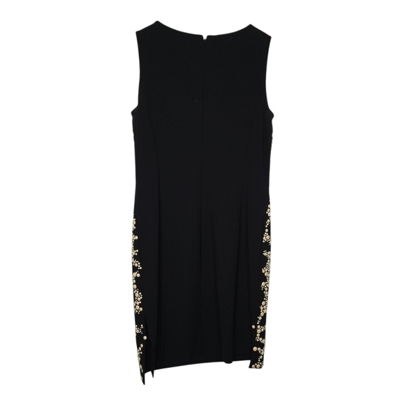 St John Womens Black Rhinestone Sparkle Pearl Studded Sleeveless Dress Size 10 - Picture 2 of 12